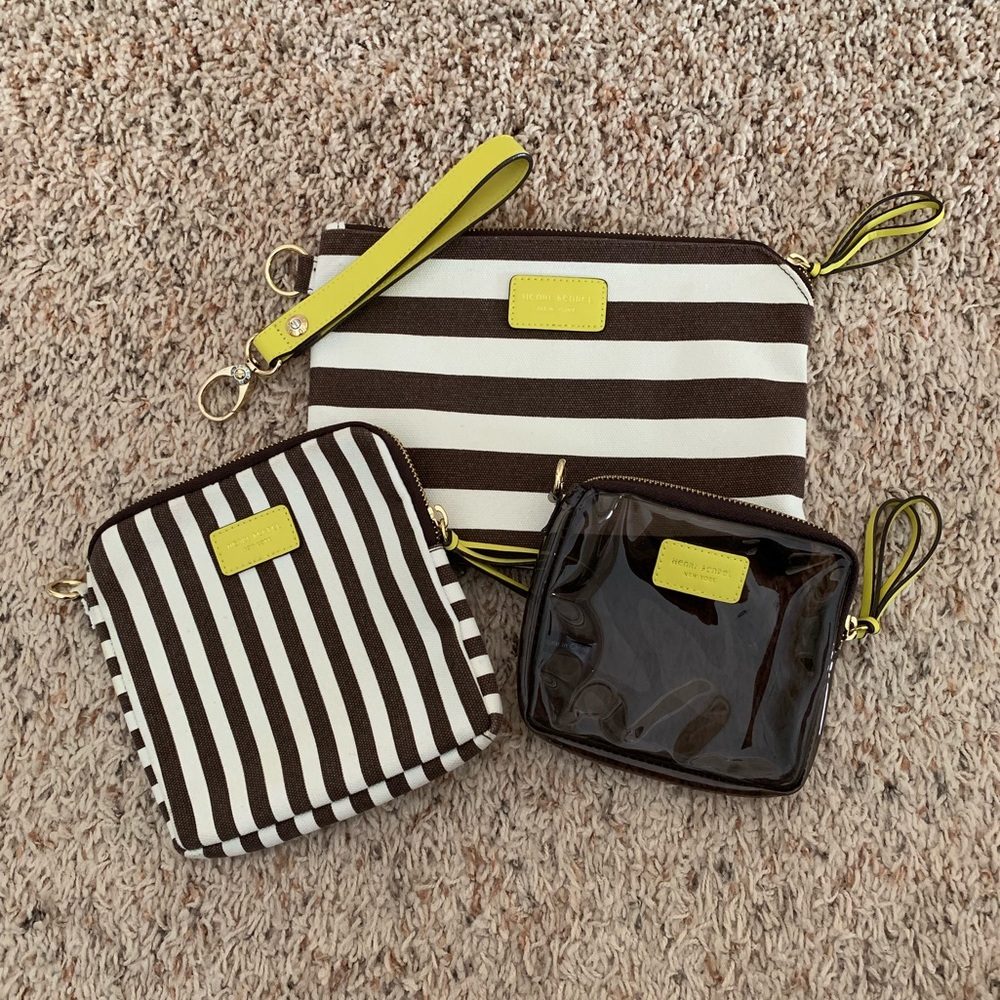 Henri Bendel Iconic Striped Travel Bag Trio